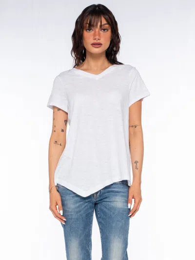 Wilt Clothing Double V S/s Shrunken Slant Back Tee In White