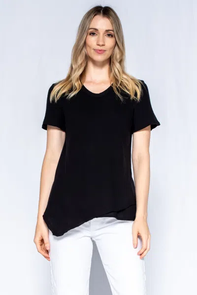 Wilt Clothing Easy Crew 2-ply Front Raw Hem Short Sleeve In Black