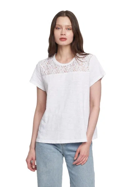 Wilt Clothing Easy Short Sleeve Crew Lace Yoke In White
