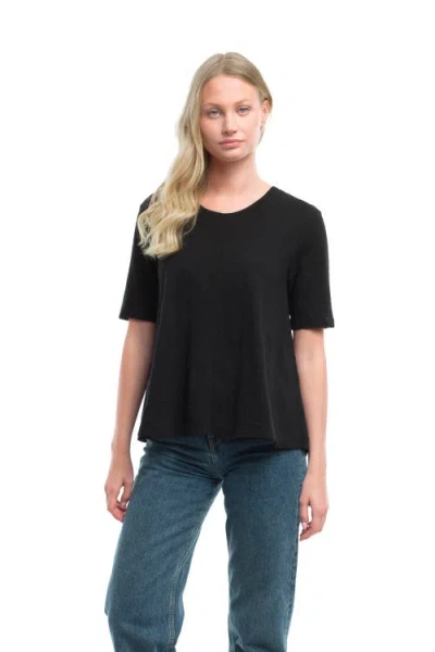 Wilt Clothing Elbow Sleeve Trapeze Top In Black