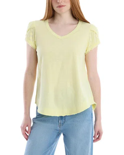 Wilt Clothing Eyelet Cap Sleeve Top In Yellow