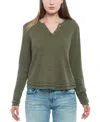 Wilt Clothing Long Sleeve Henley Mock Double Layer Tee In Green