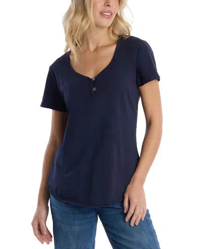 Wilt Clothing Henley Short Sleeve Tee In Blue