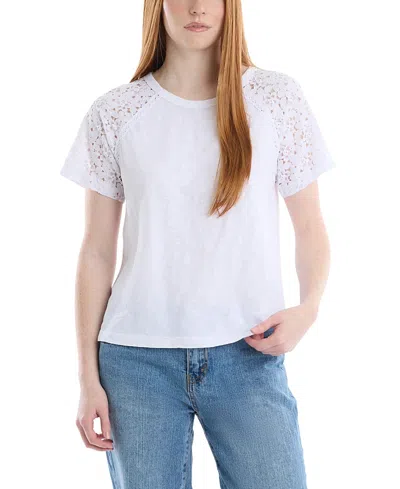 Wilt Clothing Lace Raglan Sleeve Tee In White