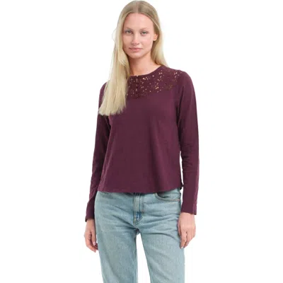 Wilt Clothing Lace Yoke Henley Tee In Purple