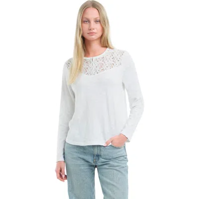 Wilt Clothing Lace Yoke Henley Tee In White