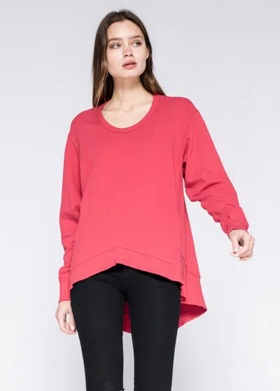 Wilt Clothing Long Sleeve Basic Big Back Slant Sweatshirt In Pink