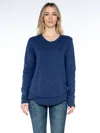 Wilt Clothing Long Sleeve Mock Layer Tee In Blue