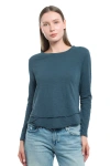 Wilt Clothing Long Sleeve Mock Layer Tee In Blue