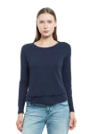 Wilt Clothing Long Sleeve Mock Layer Tee In Blue