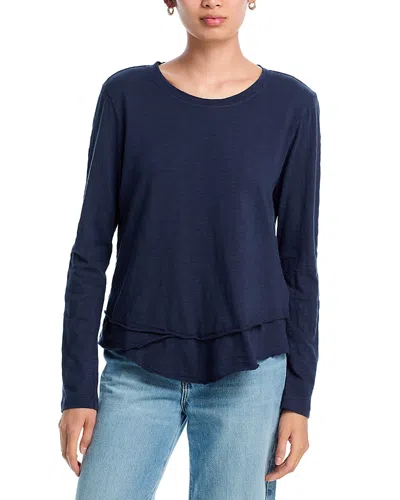 Wilt Clothing Long Sleeve Mock Layer Tee In Blue