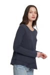 Wilt Clothing Long Sleeve Mock Layer Tee In Gray