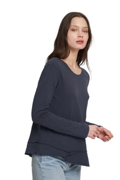 Wilt Clothing Long Sleeve Mock Layer Tee In Gray