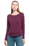Wilt Clothing Long Sleeve Mock Layer Tee In Purple