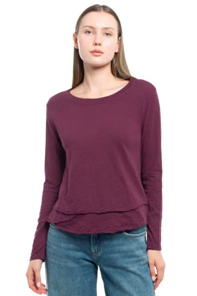Wilt Clothing Long Sleeve Mock Layer Tee In Purple