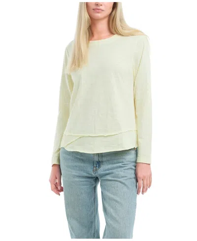 Wilt Clothing Long Sleeve Mock Layer Tee In Yellow