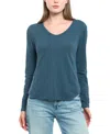 Wilt Clothing Long Sleeve Raw Hem Shirttail Tee In Blue