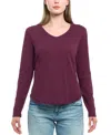 Wilt Clothing Long Sleeve Raw Hem Shirttail Tee In Burgundy