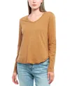 Wilt Clothing Long Sleeve Raw Hem Shirttail Tee In Orange