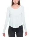 Wilt Clothing Long Sleeve Raw Hem Shirttail Tee In White