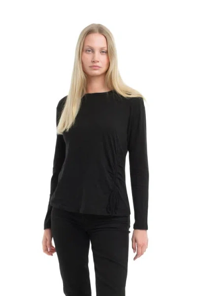 Wilt Clothing Long Sleeve Ruched Side Tee In Black