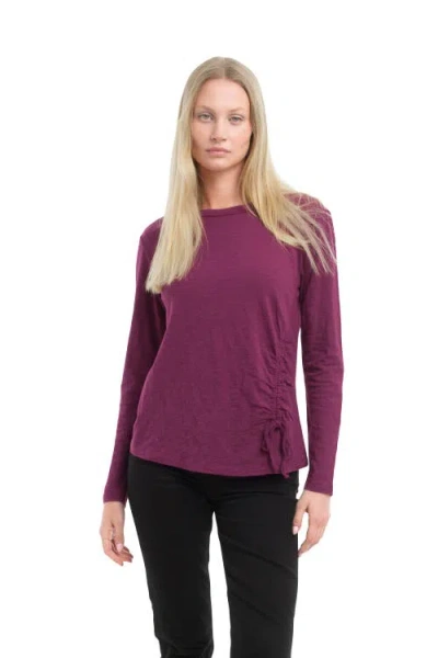 Wilt Clothing Long Sleeve Ruched Side Tee In Purple