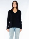 Wilt Clothing Long Sleeve Shrunken Boyfriend Top In Black