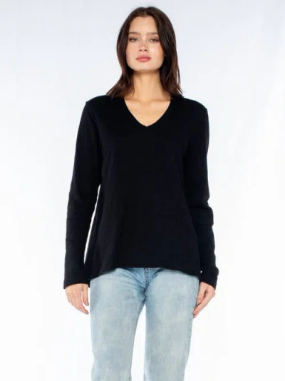 Wilt Clothing Long Sleeve Shrunken Boyfriend Top In Black
