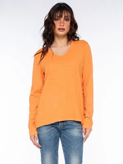 Wilt Clothing Long Sleeve Shrunken Boyfriend Top In Orange