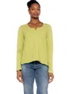 Wilt Clothing Long Sleeve Shrunken Hi-lo Tee W/ Placket In Green