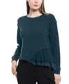 Wilt Clothing Round Neck Mix Media Sweatshirt In Blue
