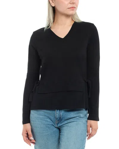 Wilt Clothing Mixed Media Double Layer Tee In Black