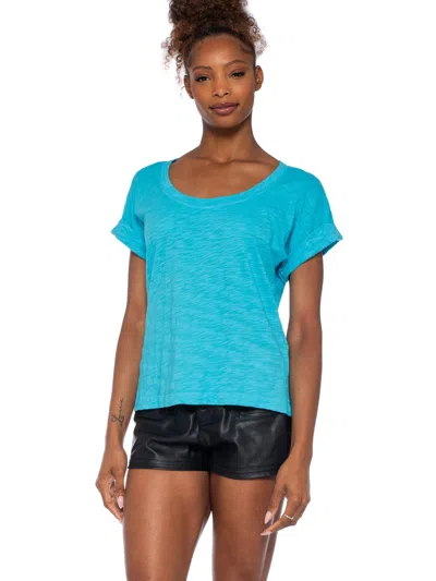 Wilt Clothing Open Neck Baby Dolman Roll Cuff In Blue