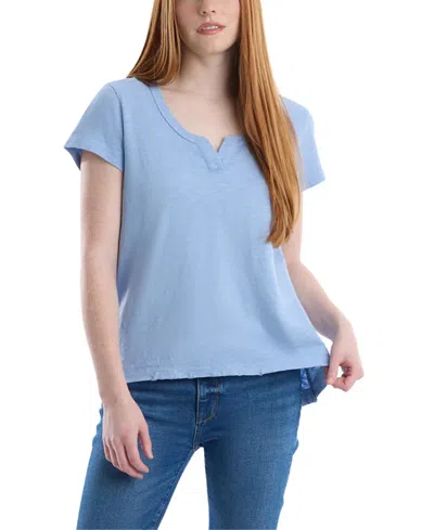 Wilt Clothing Placket Hi-lo Tee In Blue