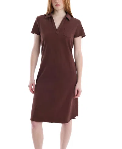 Wilt Clothing Polo Dress With Chest Pocket In Brown