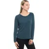Wilt Clothing Raglan Long Sleeve Tee With Ruffle Detail In Blue