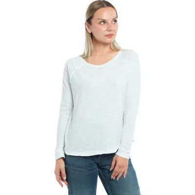 Wilt Clothing Raglan Long Sleeve Tee With Ruffle Detail In White