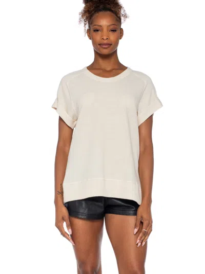 Wilt Clothing Roll Sleeve Crew Shrunken Sweatshirt In White