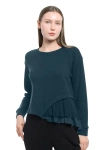 Wilt Clothing Round Neck Mix Media Sweatshirt In Blue