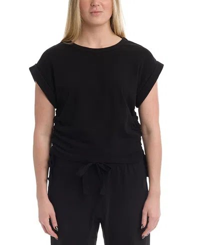 Wilt Clothing Round Neck Side Drawstrings Top In Black