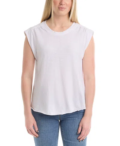 Wilt Clothing Ruched Shoulder Tee In White