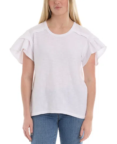 Wilt Clothing Ruffle Short Sleeve Tee In White