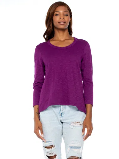 Wilt Clothing Scoopy Neck 3/4 Sleeve Bf Tee In Purple