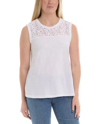 Wilt Clothing Shell With Lace Yoke Top In White