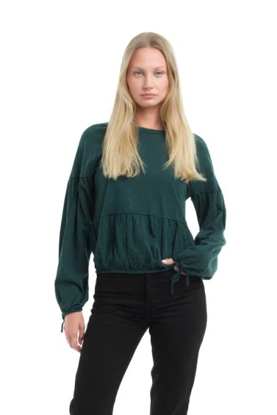 Wilt Clothing Shirred Elastic Hem Tee In Metallic