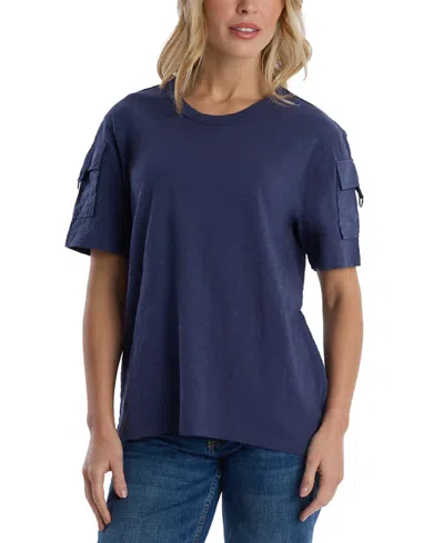 Wilt Clothing Short Sleeve Hi-lo Tee In Blue