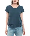 Wilt Clothing Short Sleeve Mock Layer Tee In Blue