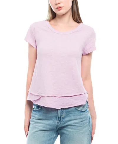Wilt Clothing Short Sleeve Mock Layer Tee In Pink