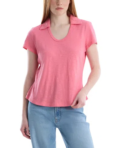 Wilt Clothing Short Sleeve Polo Top In Pink