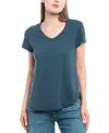 Wilt Clothing Short Sleeve Raw Hem Shirttail Tee In Blue